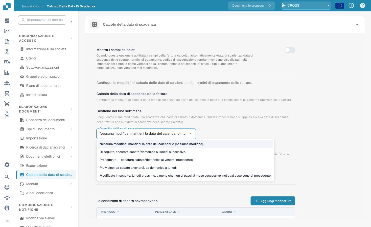 Opzioni della convenzione di fine settimana