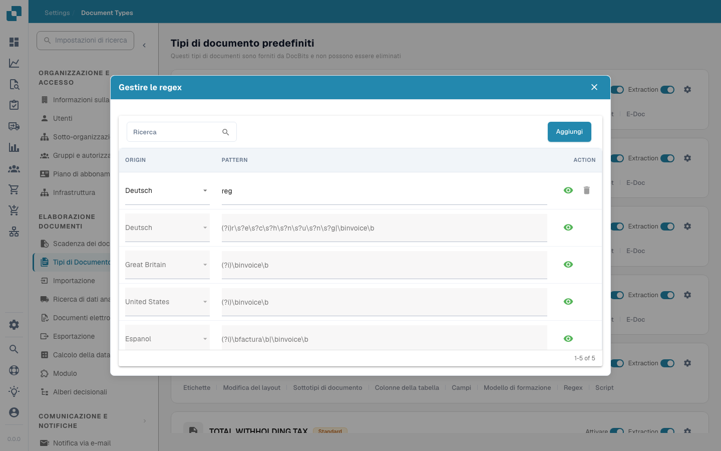 Docbits Regex Management