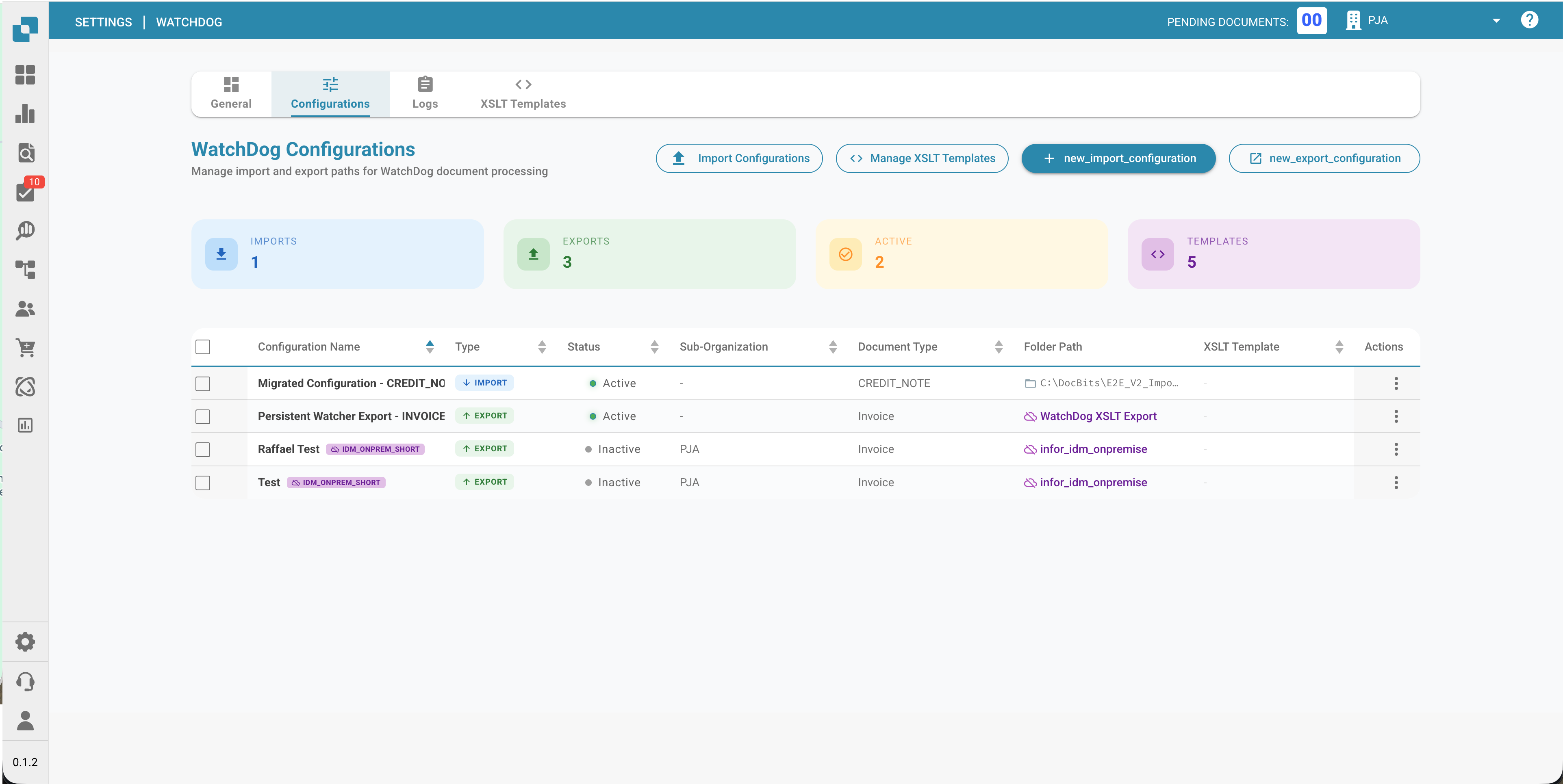 Impostazioni generali di WatchDog
